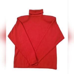 ST. JOHN BY MARIE GRAY Vintage Red Turtleneck Sz 10 has flaws neck stitch